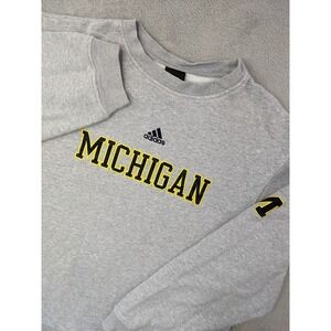 Adidas Michigan Wolverines Crewneck Sweatshirt Gray Yellow Mens Large Pullover